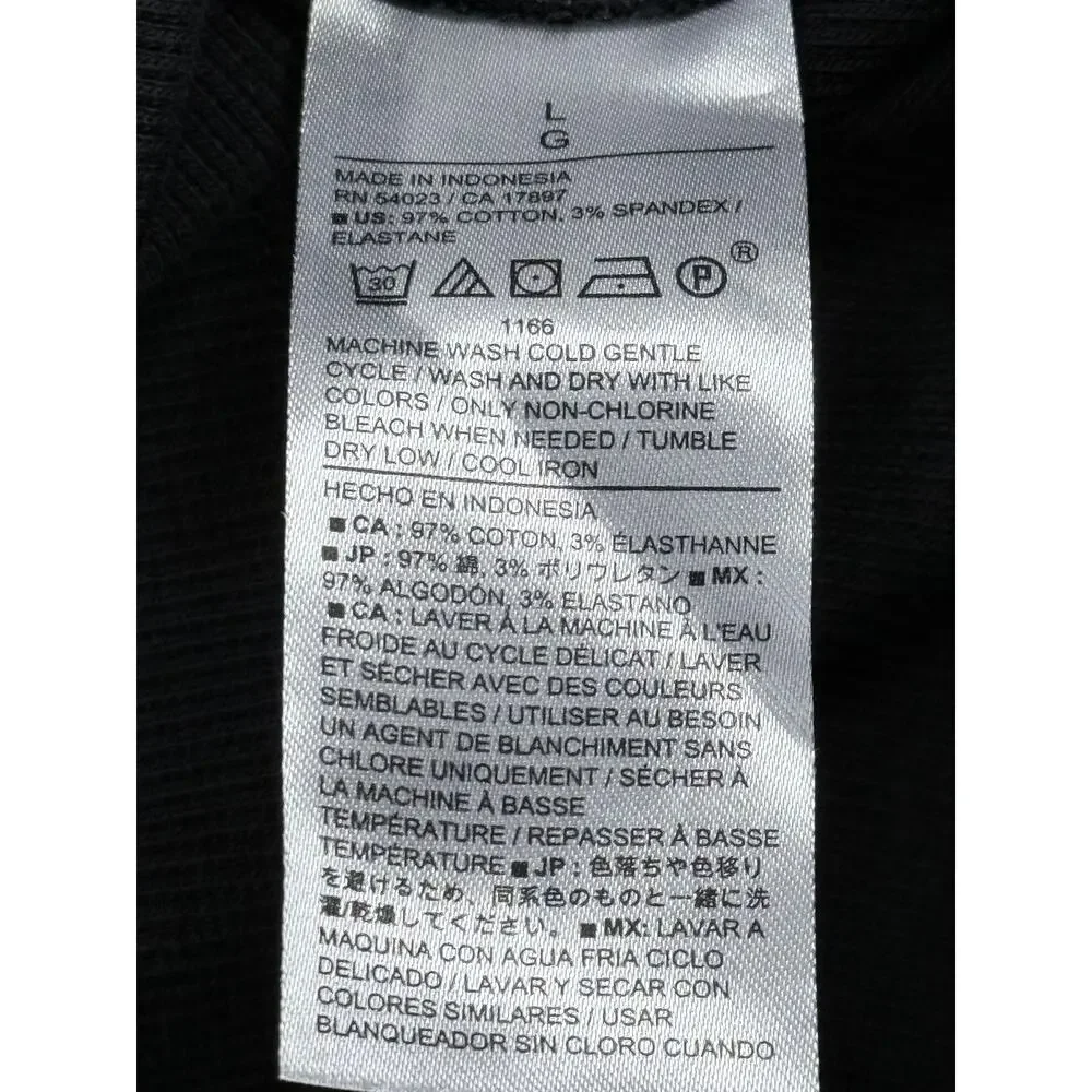 Banana Republic Men's Large Mini Rib Short Sleeve Crew Neck T-Shirt Black
